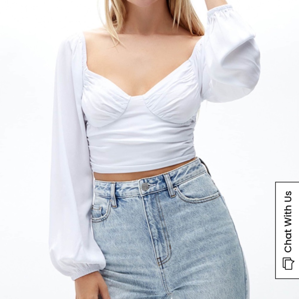 Pacsun Ruched Long Sleeve Bustier Top